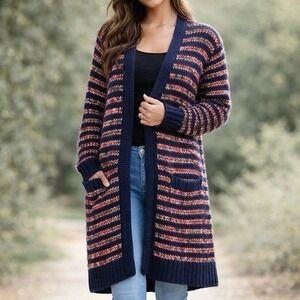 NWOT Anthropologie Meadow Rue XL Cardigan Wasilla Striped Open Front Knit Duster